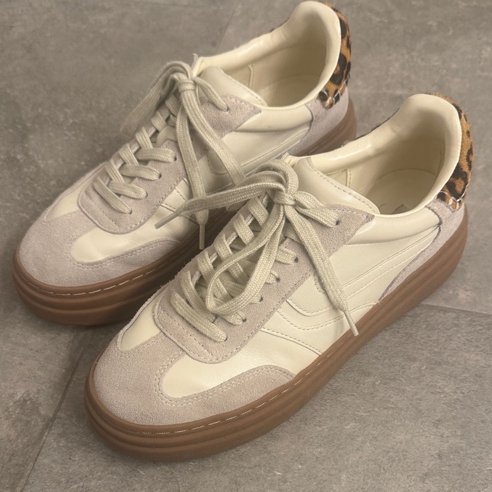 Steve Madden Cream and Leopard Sneakers